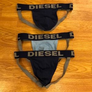 Three blue diesel jockstraps